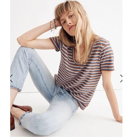 Madewell Alto Scoop Tee in Brookline Stripe - Picture 1 of 12